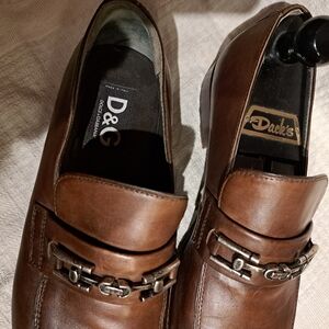 D&G Brown Loafers with Chain Accent